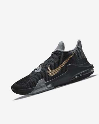 Zapatillas Baloncesto Nike Air Max Impact 3 Mujer Negras Gris Gris Oscuro Metal Doradas | CR2513