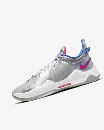 Zapatillas Baloncesto Nike PG 5 Hombre Metal Plateadas Azul Real Rojas | CR4893