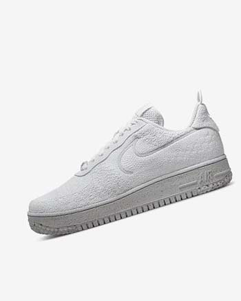 Zapatillas Nike Air Force 1 Crater Flyknit Next Nature Hombre Blancas Blancas Plateadas Blancas | CR2946