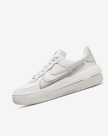 Zapatillas Nike Air Force 1 PLT.AF.ORM Mujer Blancas Gris Metal Plateadas | CR4616