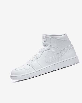 Zapatillas Nike Air Jordan 1 Mid Hombre Blancas Blancas Blancas | CR5050