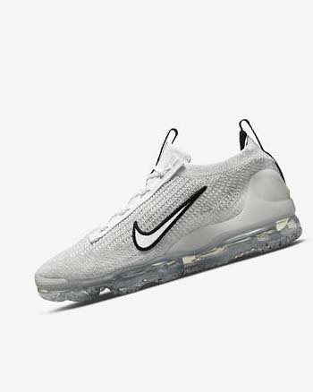 Zapatillas Nike Air VaporMax 2021 FK Hombre Blancas Negras Metal Plateadas Blancas | CR2449