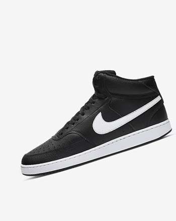 Zapatillas Nike Court Vision Mid Hombre Negras Blancas | CR4846