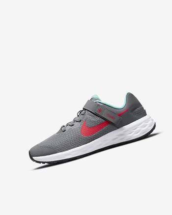 Zapatillas Running Nike Revolution 6 FlyEase Niña Gris Turquesa Rojas | CR5112