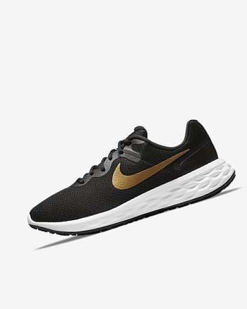 Zapatillas Running Nike Revolution 6 Next Nature Hombre Negras Blancas Metal Doradas | CR2420