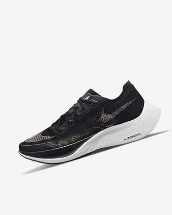 Zapatillas Running Nike ZoomX Vaporfly Next% 2 Hombre Negras Metal Doradas Blancas | CR5311