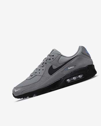 Zapatos Casuales Nike Air Max 90 Hombre Gris Azules Claro Metal Plateadas Negras | CR3106