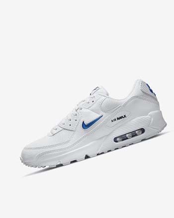 Zapatos Casuales Nike Air Max 90 Hombre Blancas Negras Azul Real | CR5037