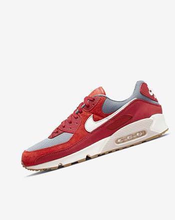 Zapatos Casuales Nike Air Max 90 Premium Hombre Rojas Rojas Gris Blancas | CR2547