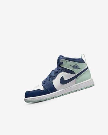 Zapatos Nike Jordan 1 Mid Niño Azul Marino Blancas Verde Menta | CR3145