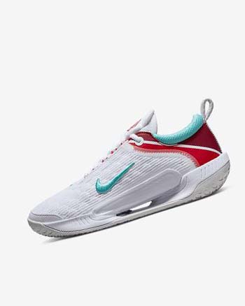 Zapatos Tennis Nike Court Zoom NXT Mujer Blancas Plateadas Claro Rojas Turquesa | CR2615