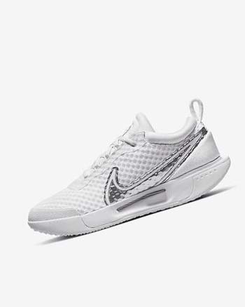 Zapatos Tennis Nike Court Zoom Pro Mujer Blancas Metal Plateadas | CR1109